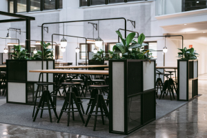 Warrior flower divider Table with lamps